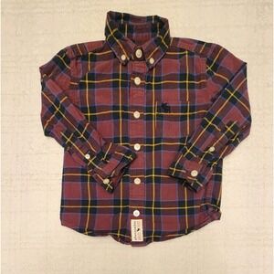 Abercrombia Kids Purple Plaid Long Sleeve Button Down Shirt Boys‎ Size 3/4